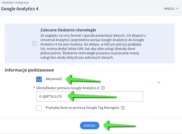 Konfiguracja śledzenia - dodanie identyfikatora